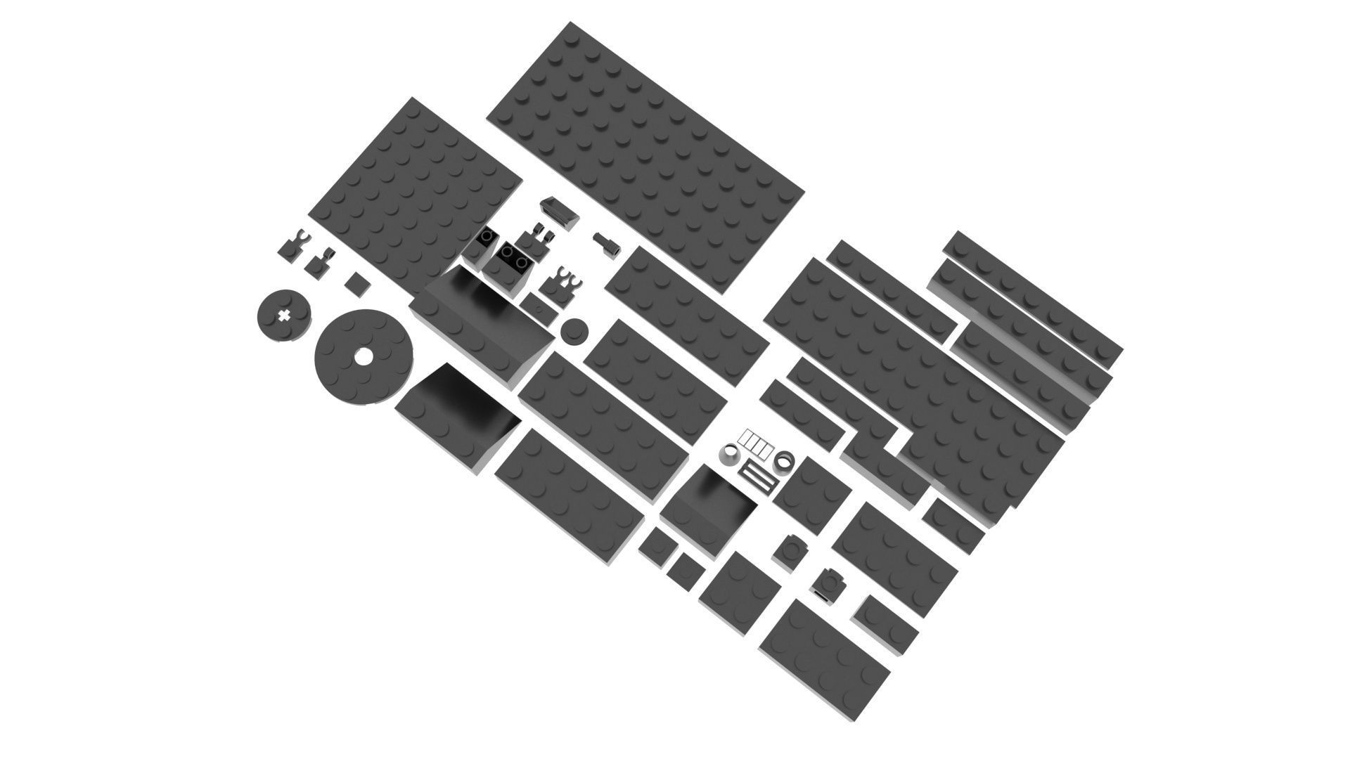 Grey Metallic Lego Bricks Set 3D model_18