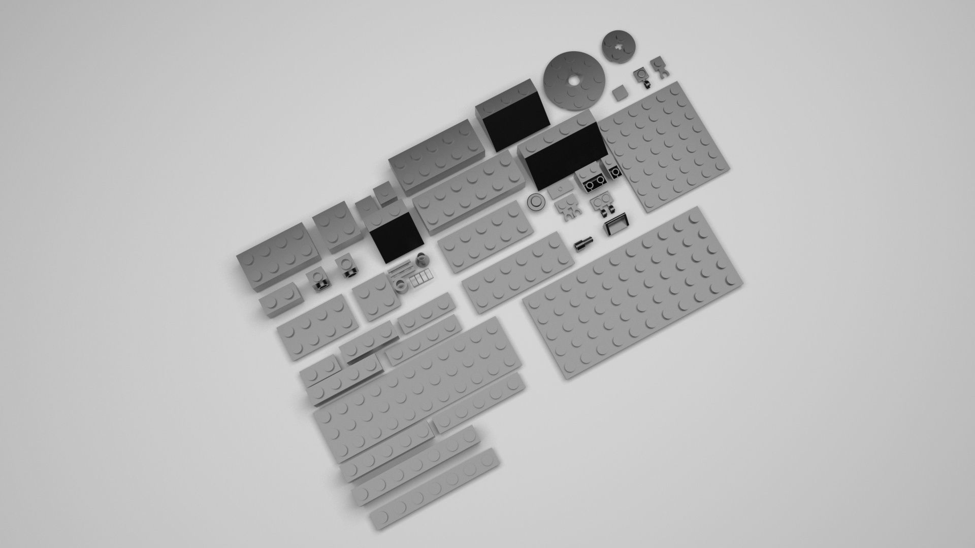 Grey Metallic Lego Bricks Set 3D model_12