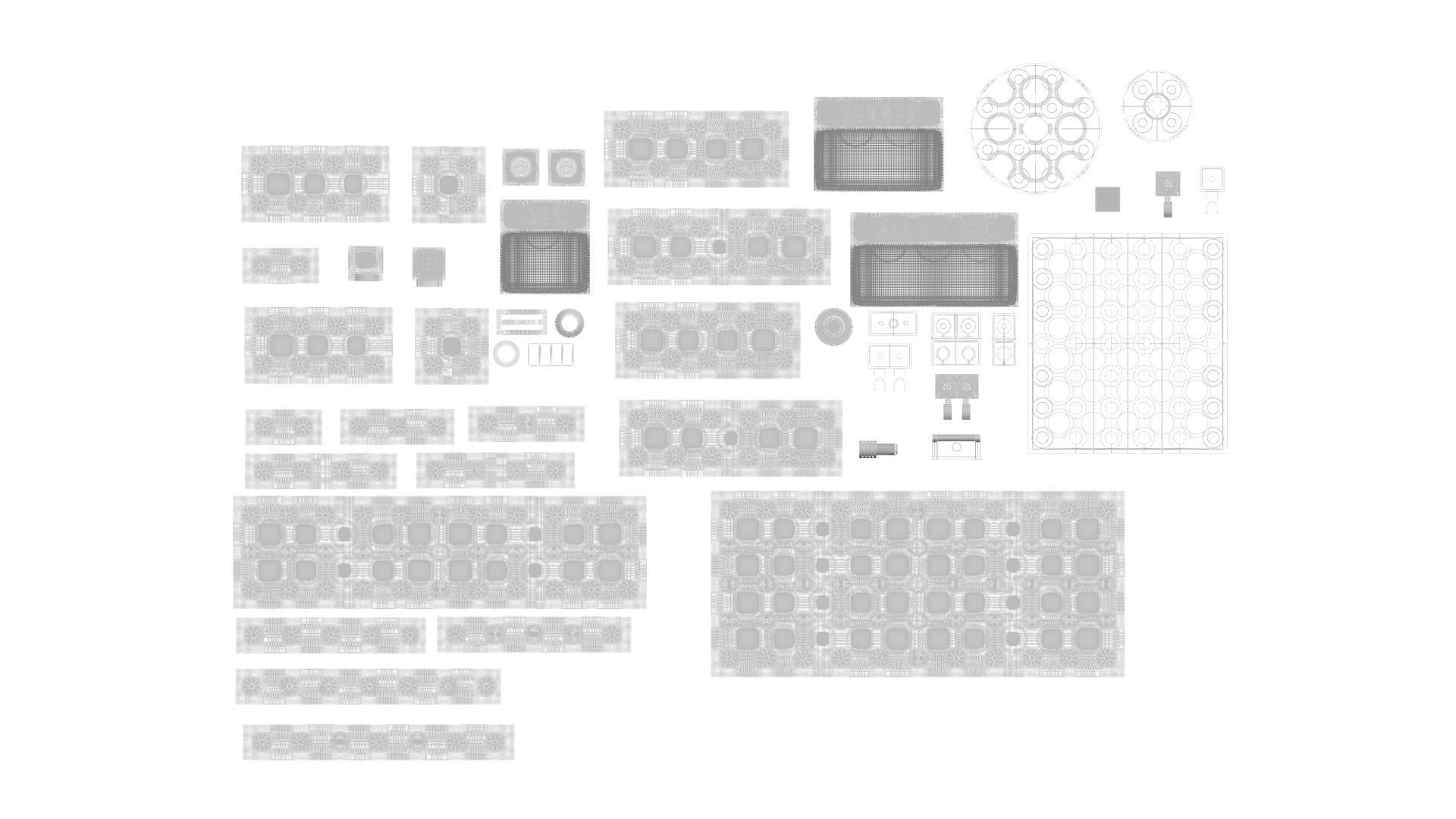 Grey Metallic Lego Bricks Set 3D model_34