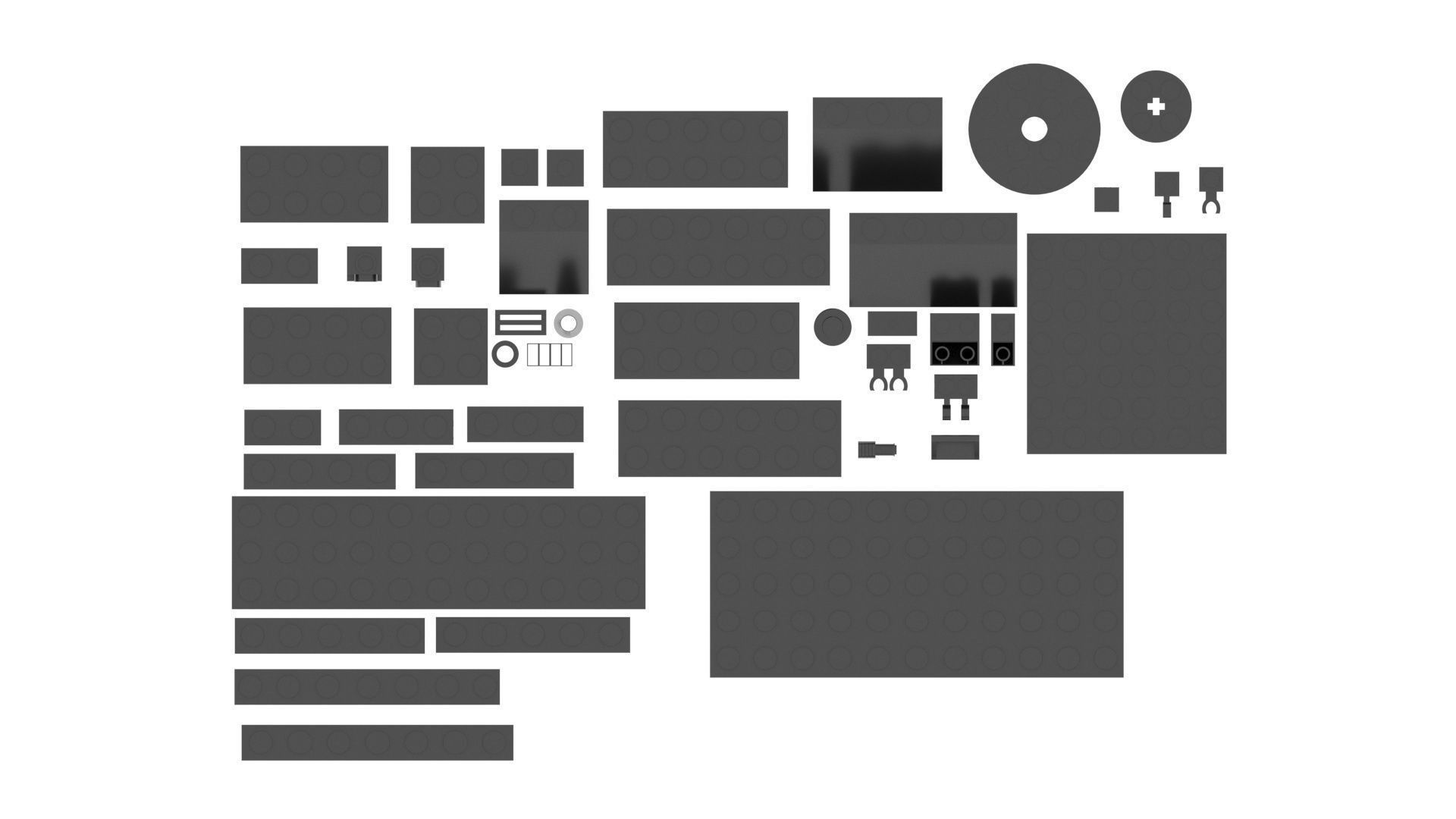 Grey Metallic Lego Bricks Set 3D model_20