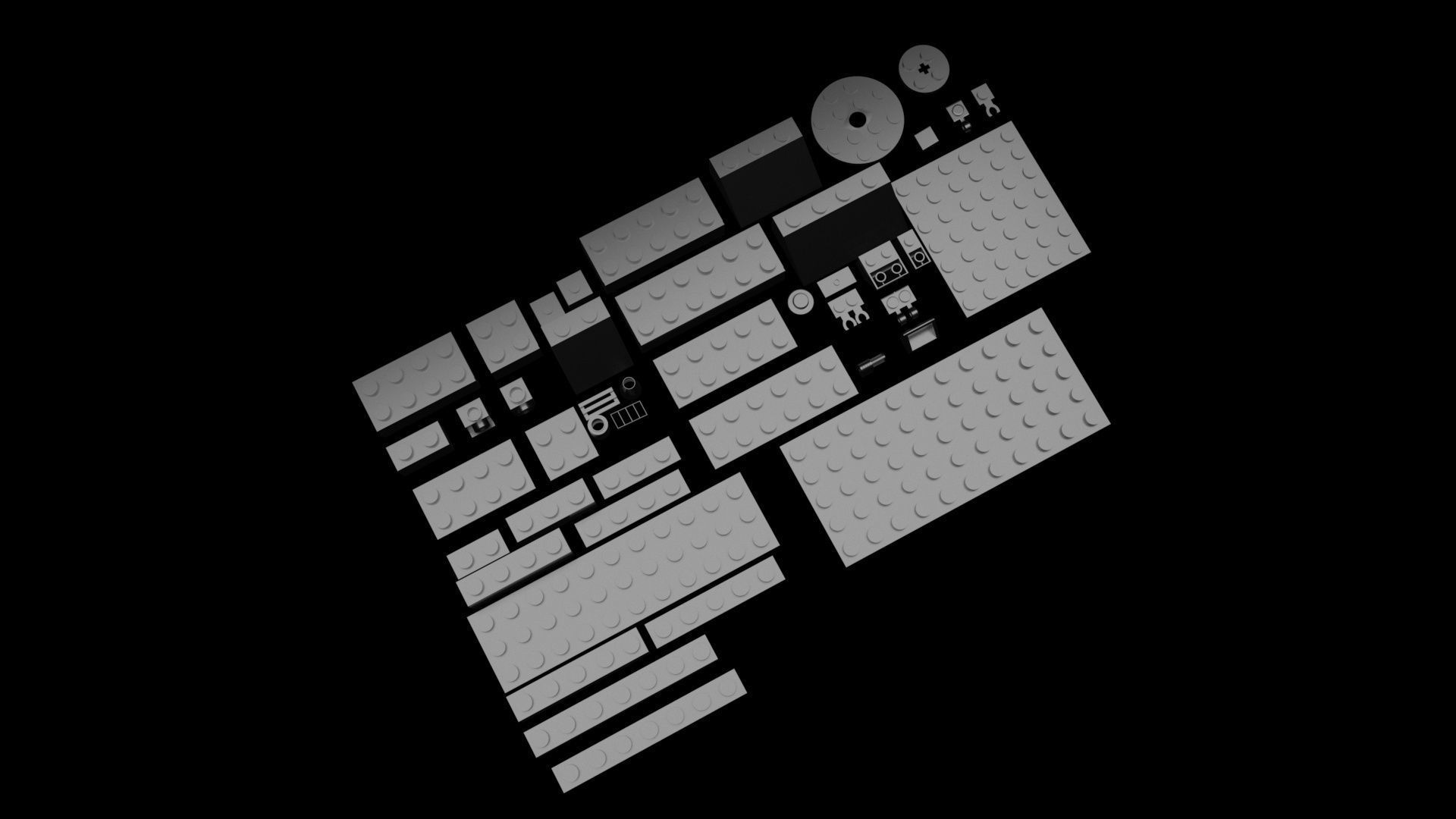 Grey Metallic Lego Bricks Set 3D model_14