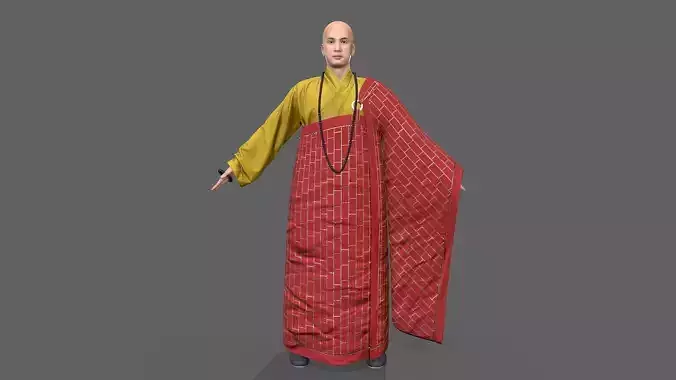 Shaolin monk Low-poly 3D model