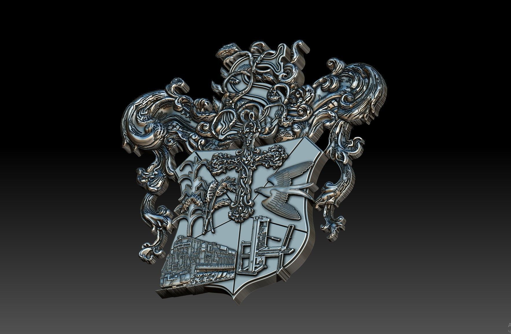 S Coat of Arms 3D print model_4