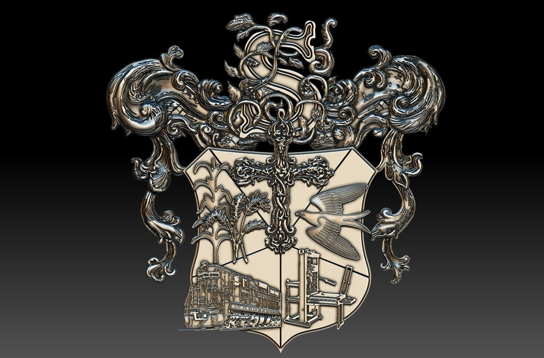 S Coat of Arms 3D print model_3