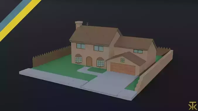 Cartoon simpsons house Polygonal Style