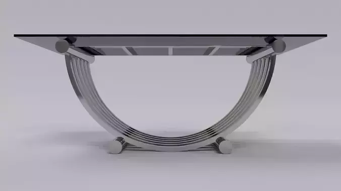 Coffee table stainless silver gloss