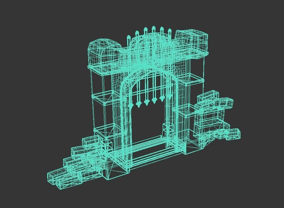 Ancient cave gate Low-poly 3D model_3