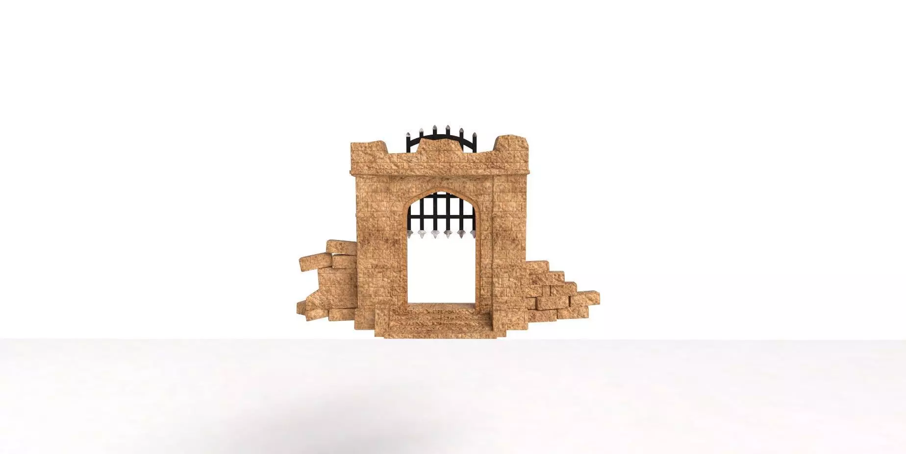 Ancient cave gate Low-poly 3D model_0