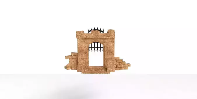 Ancient cave gate Low-poly 3D model