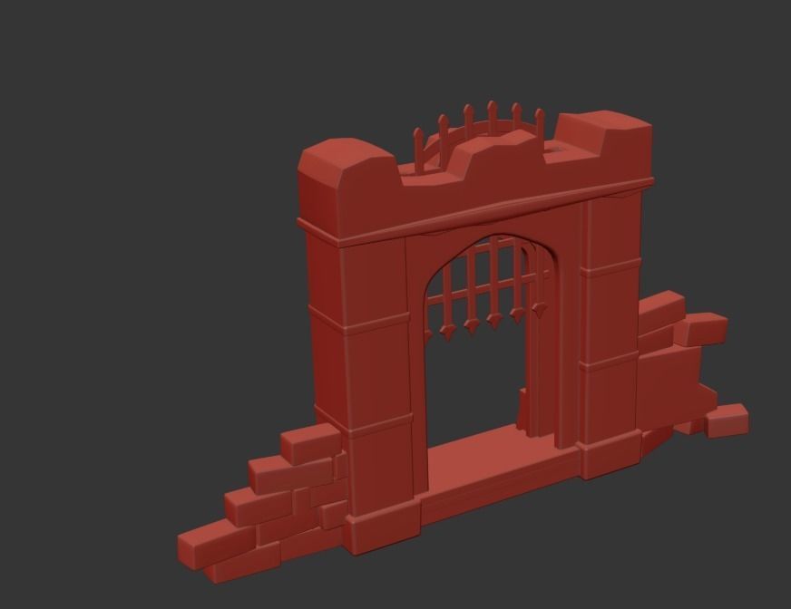 Ancient cave gate Low-poly 3D model_2