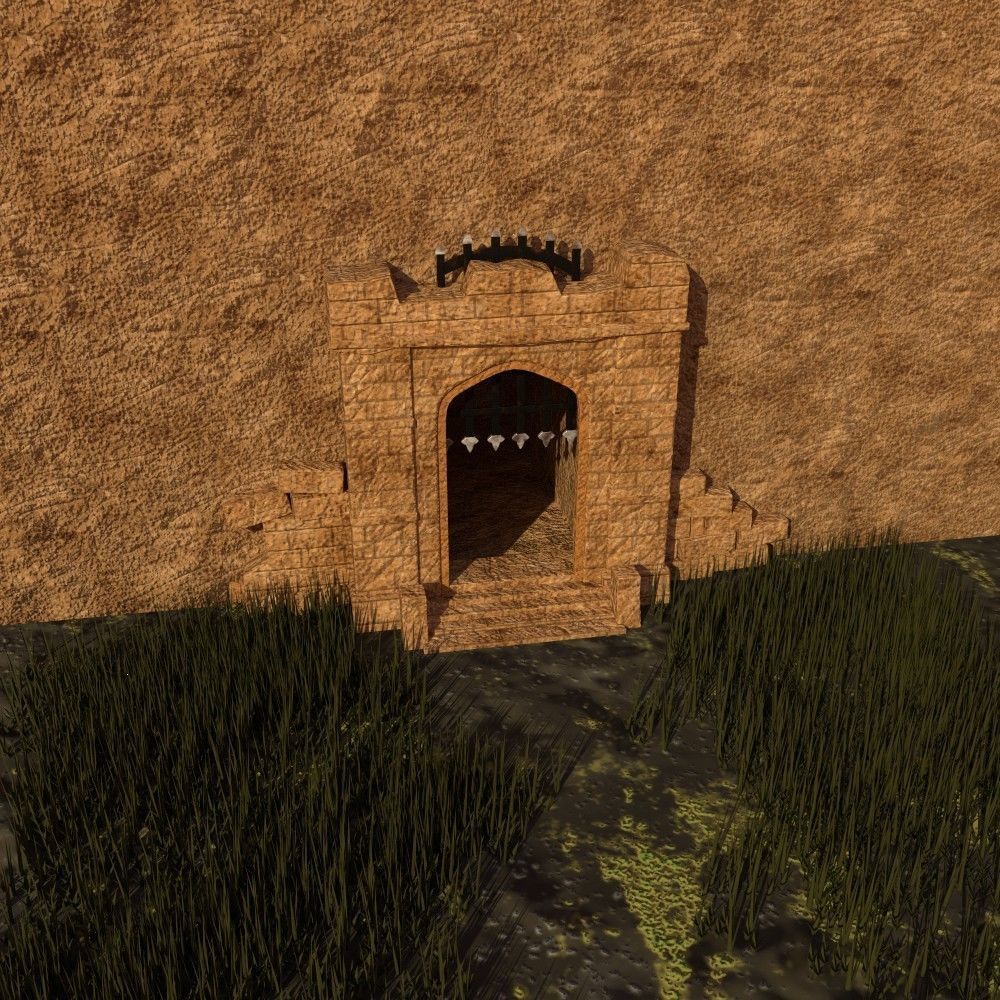 Ancient cave gate Low-poly 3D model_4