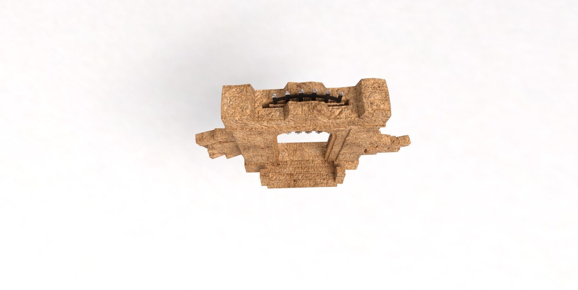 Ancient cave gate Low-poly 3D model_1