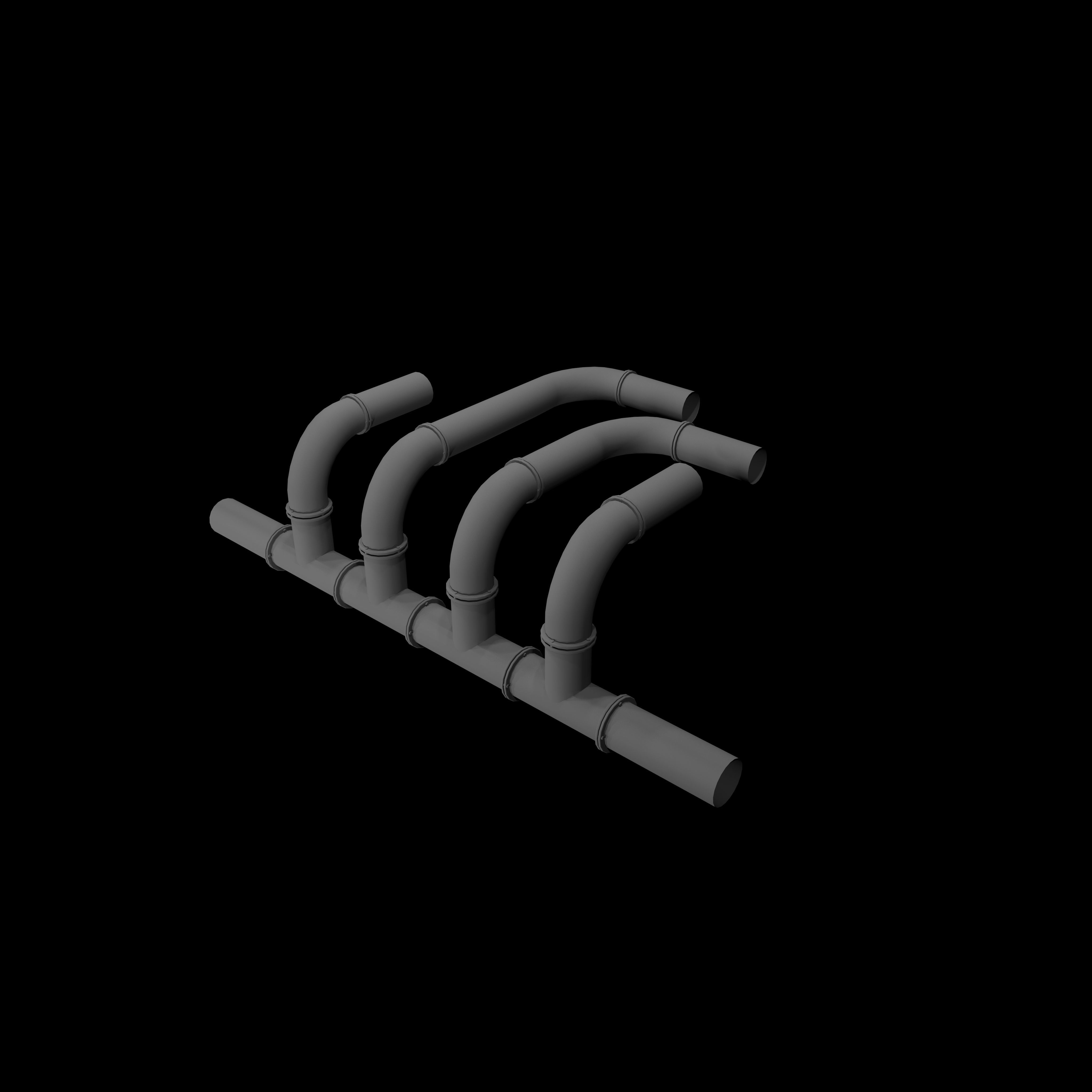 Modular Pipes Low-poly 3D model_2