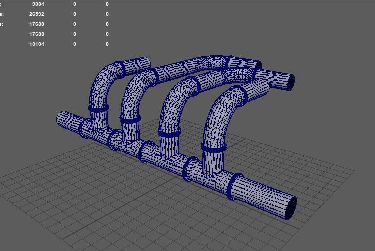 Modular Pipes Low-poly 3D model_7