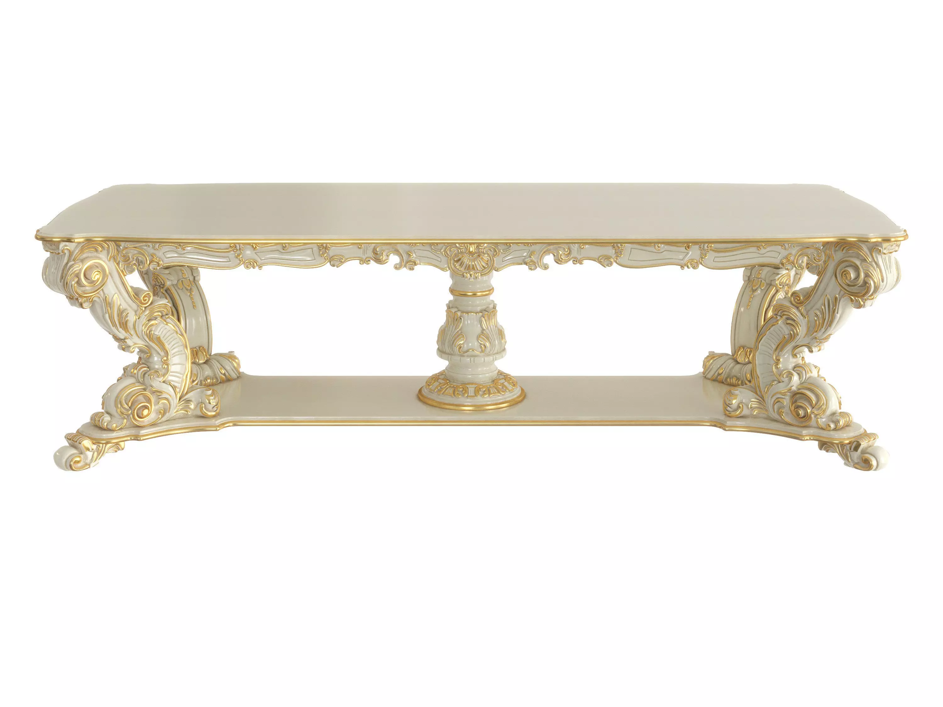 Victorian White Dining Table 3D model_0