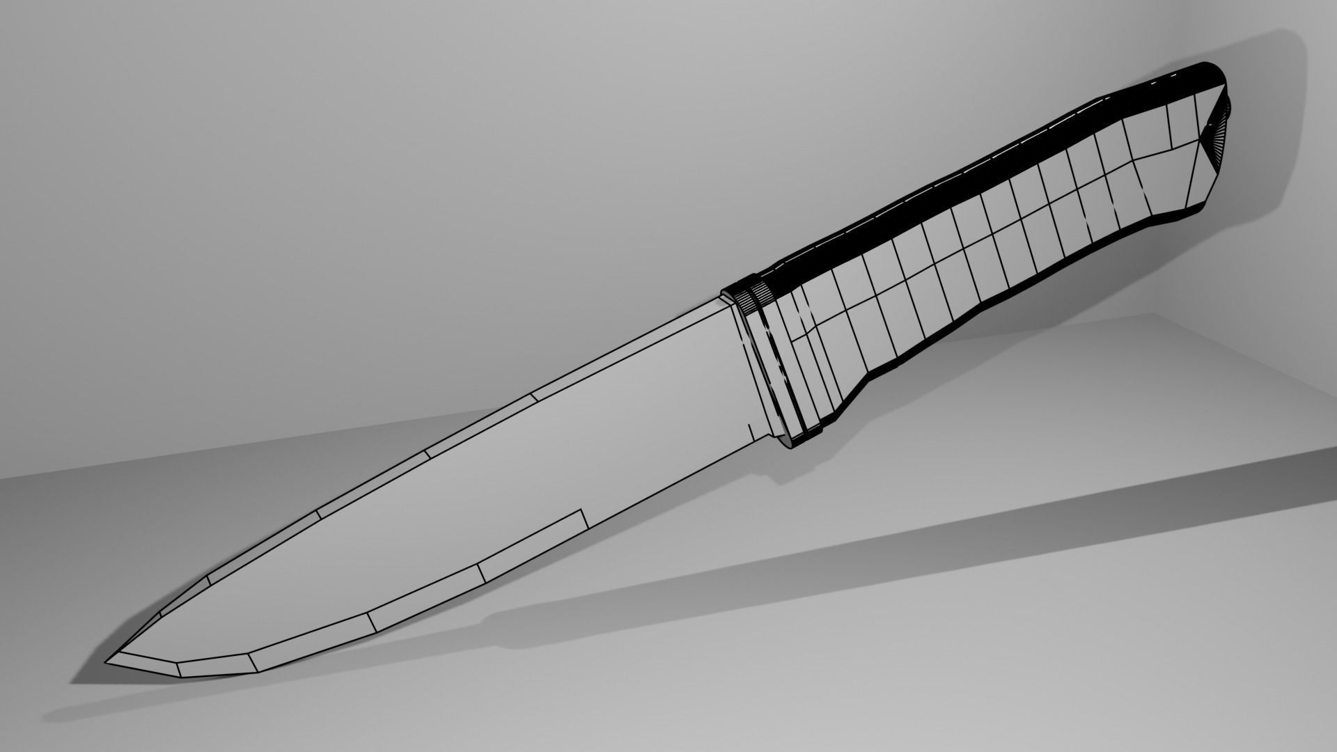 Hunting knife Low-poly 3D model_5