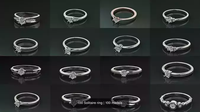 100 Solitaire ring 3D Model Collection