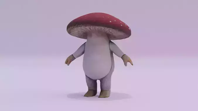 Mushroom Character A-Pose Low High Poly