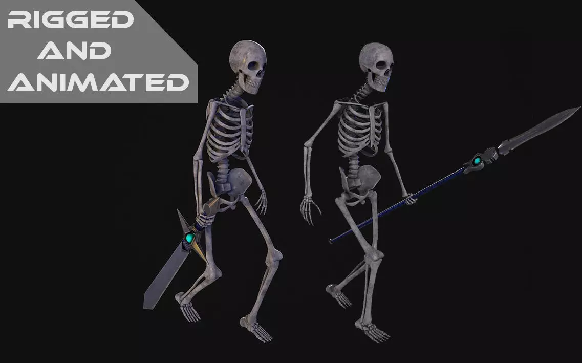 Skeleton Warrior Low-poly 3D model