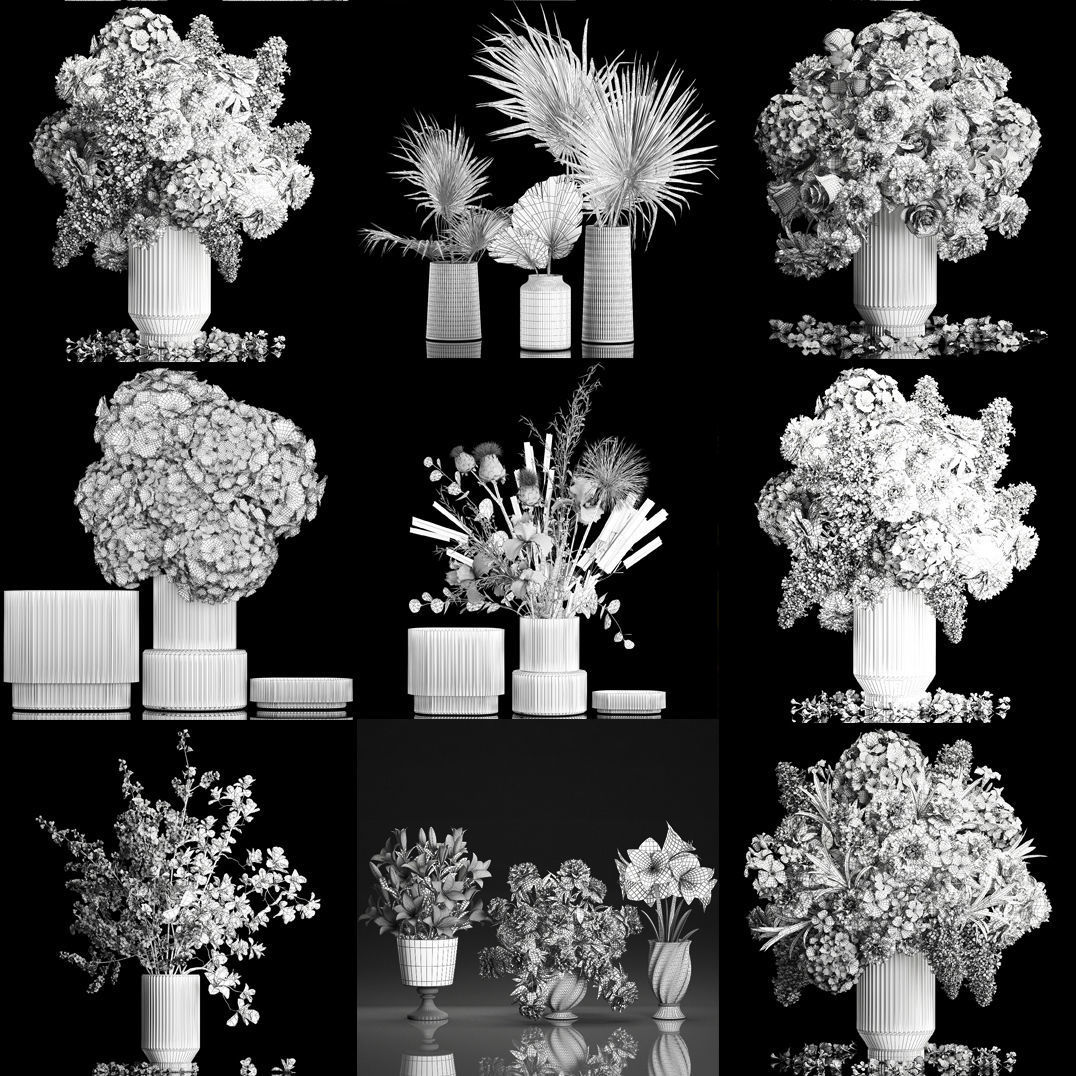 Collection of flower bouquets set of 31 pieces 3D model_16