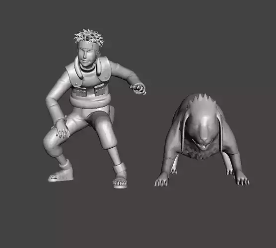 Kiba Inuzuka Jonin and Akamaru 3D Model