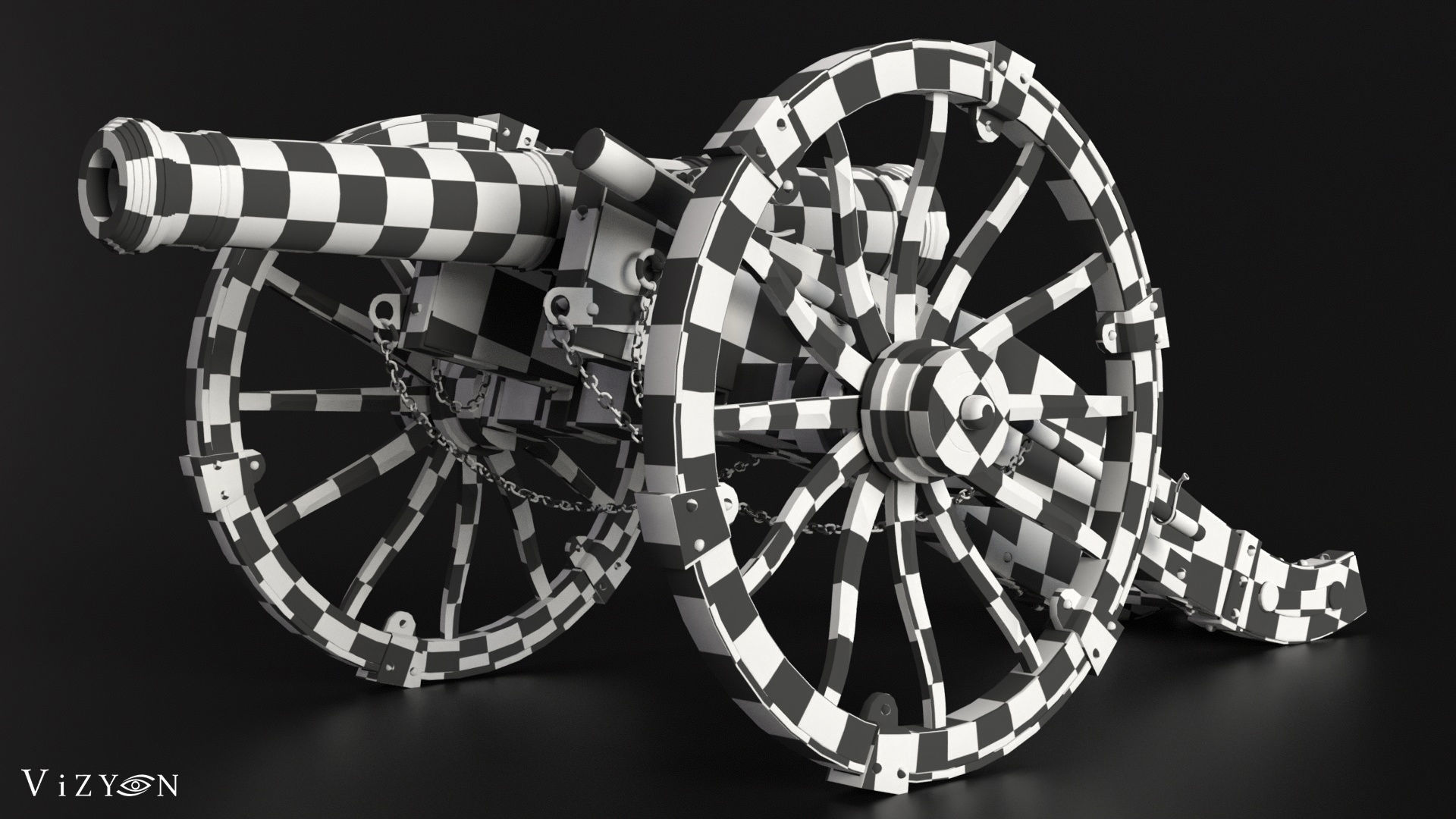 Vintage Cannon - 3D Model and Textures Low-poly 3D model_6