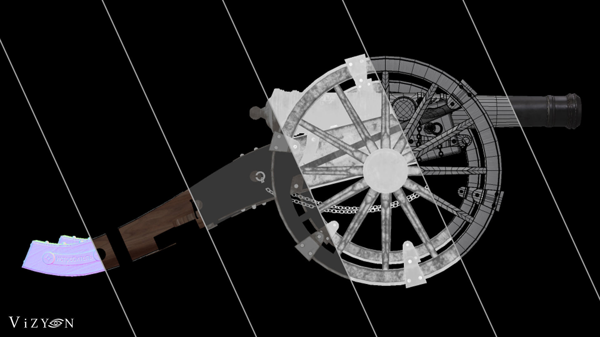 Vintage Cannon - 3D Model and Textures Low-poly 3D model_7