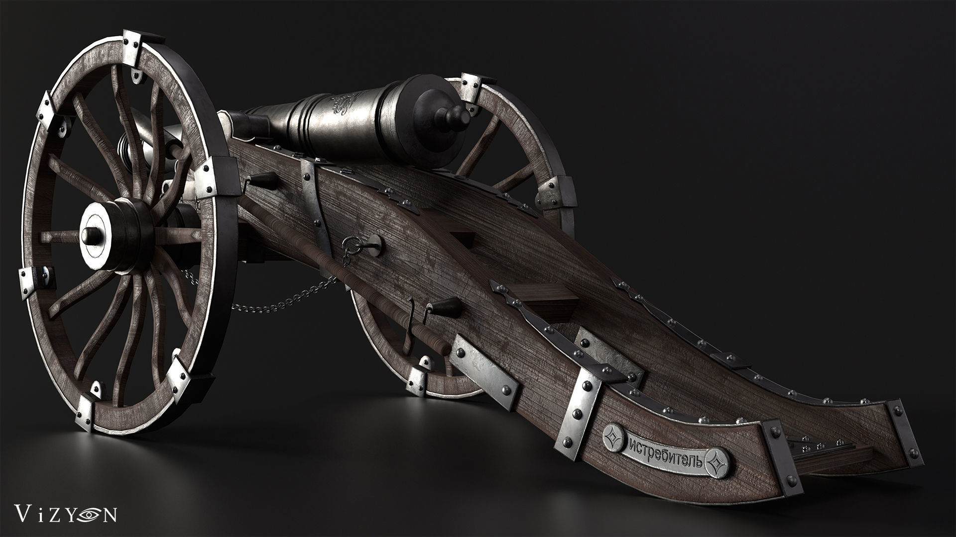 Vintage Cannon - 3D Model and Textures Low-poly 3D model_1
