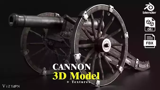 Vintage Cannon - 3D Model  and Textures