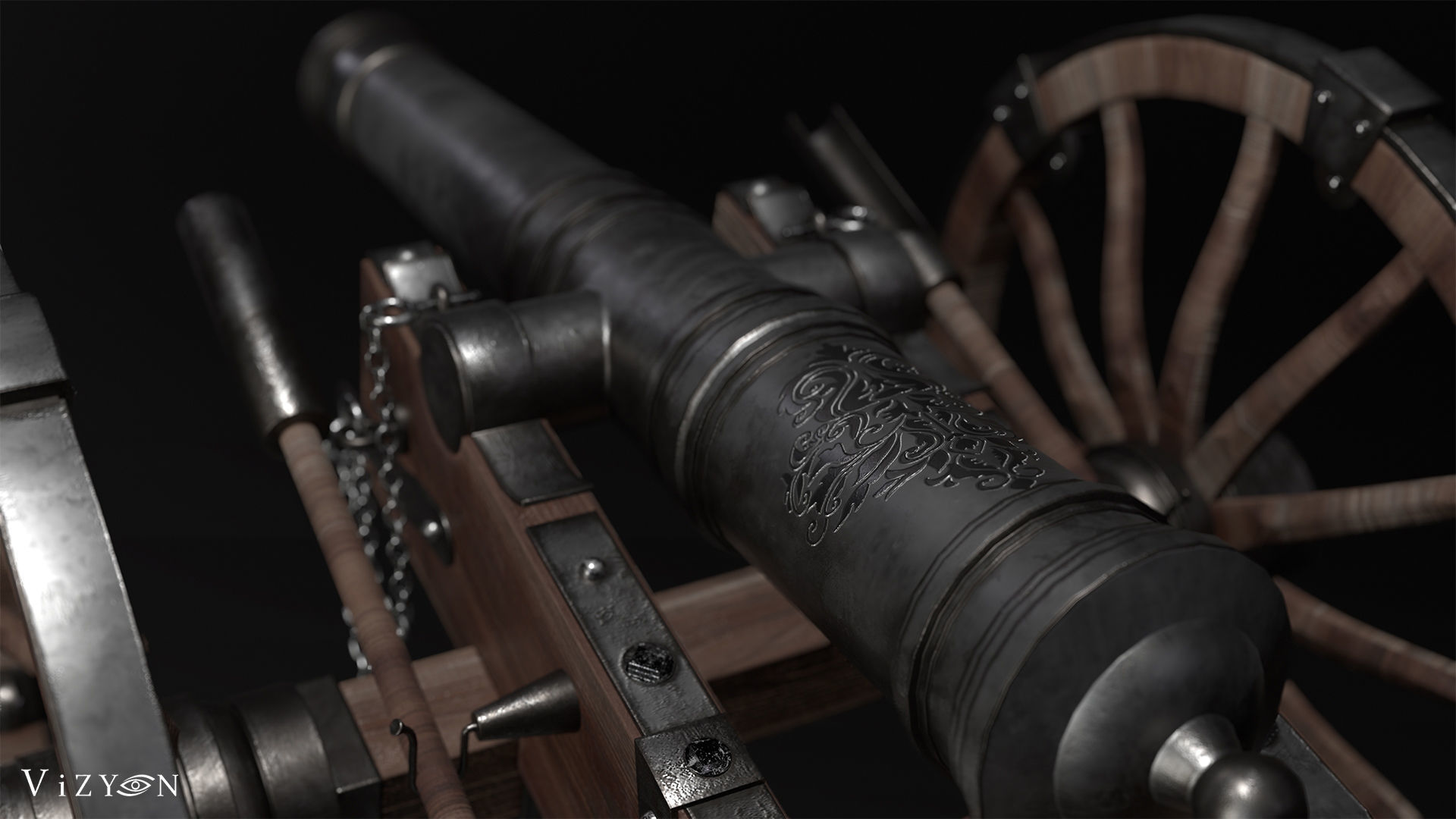 Vintage Cannon - 3D Model and Textures Low-poly 3D model_2