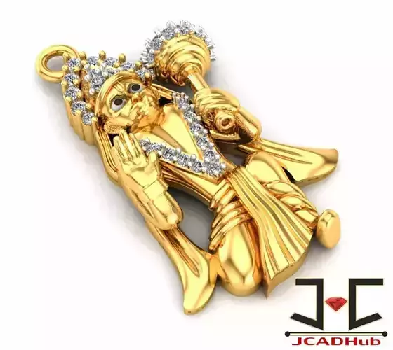 0169 - Hindu God Hanuman Gold Pendant