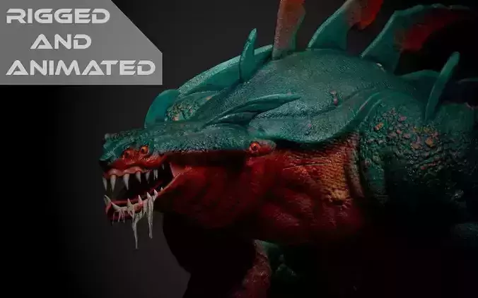 Sea monster game ready rigged creature