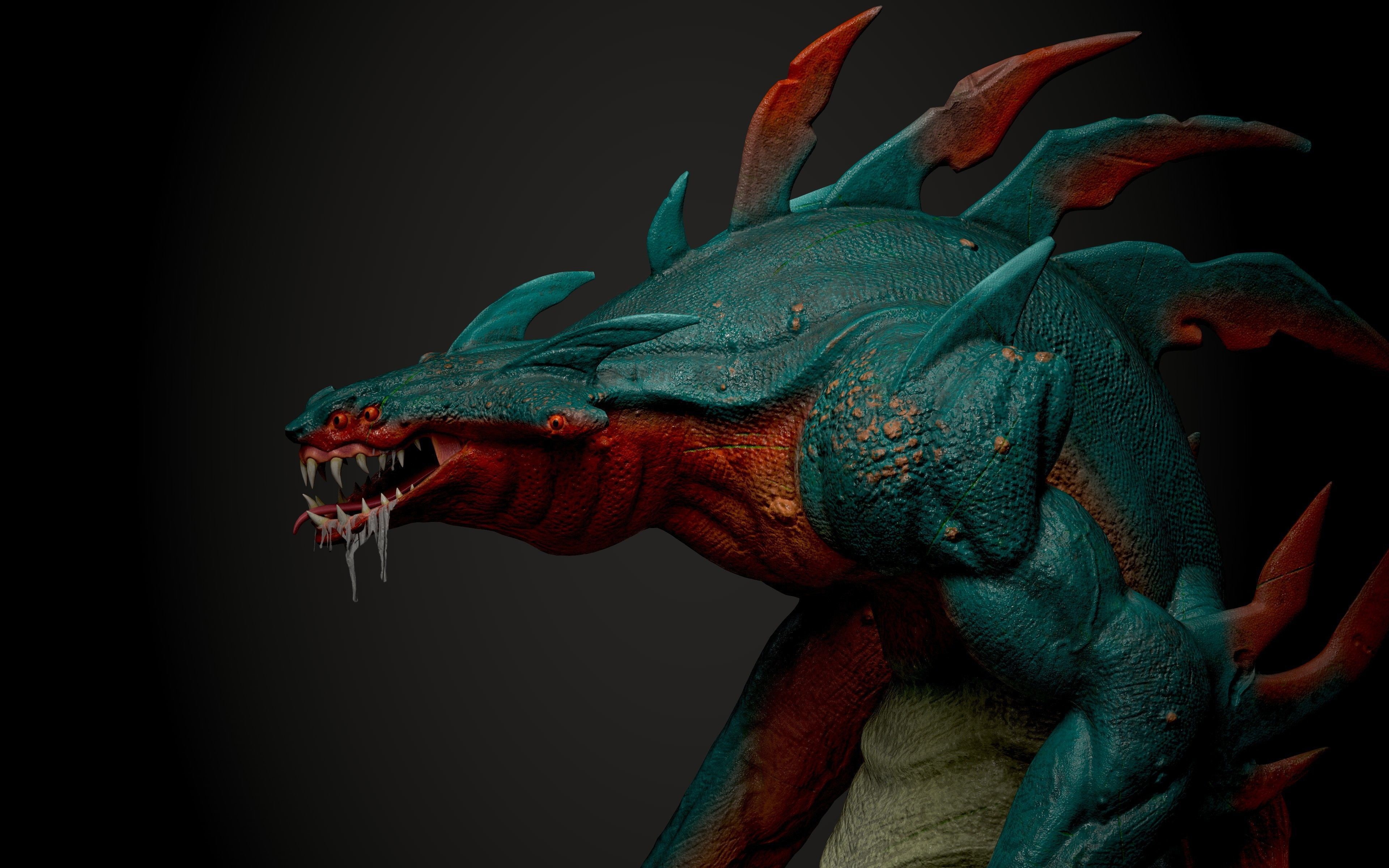 Sea monster game ready rigged creature Low-poly 3D model_6