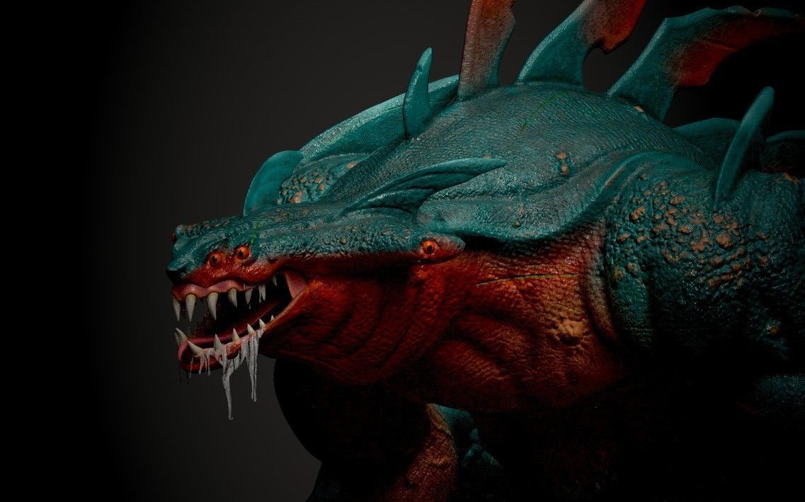 Sea monster game ready rigged creature Low-poly 3D model_8