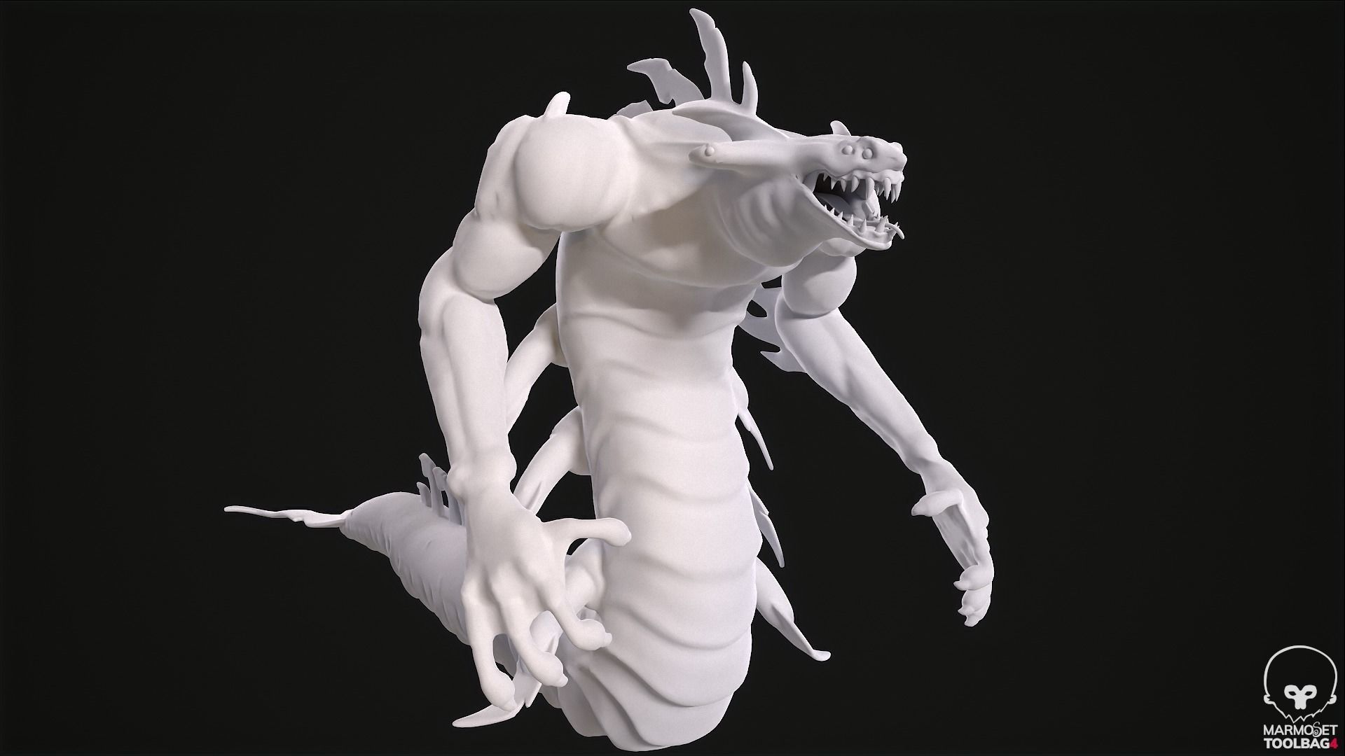 Sea monster game ready rigged creature Low-poly 3D model_14