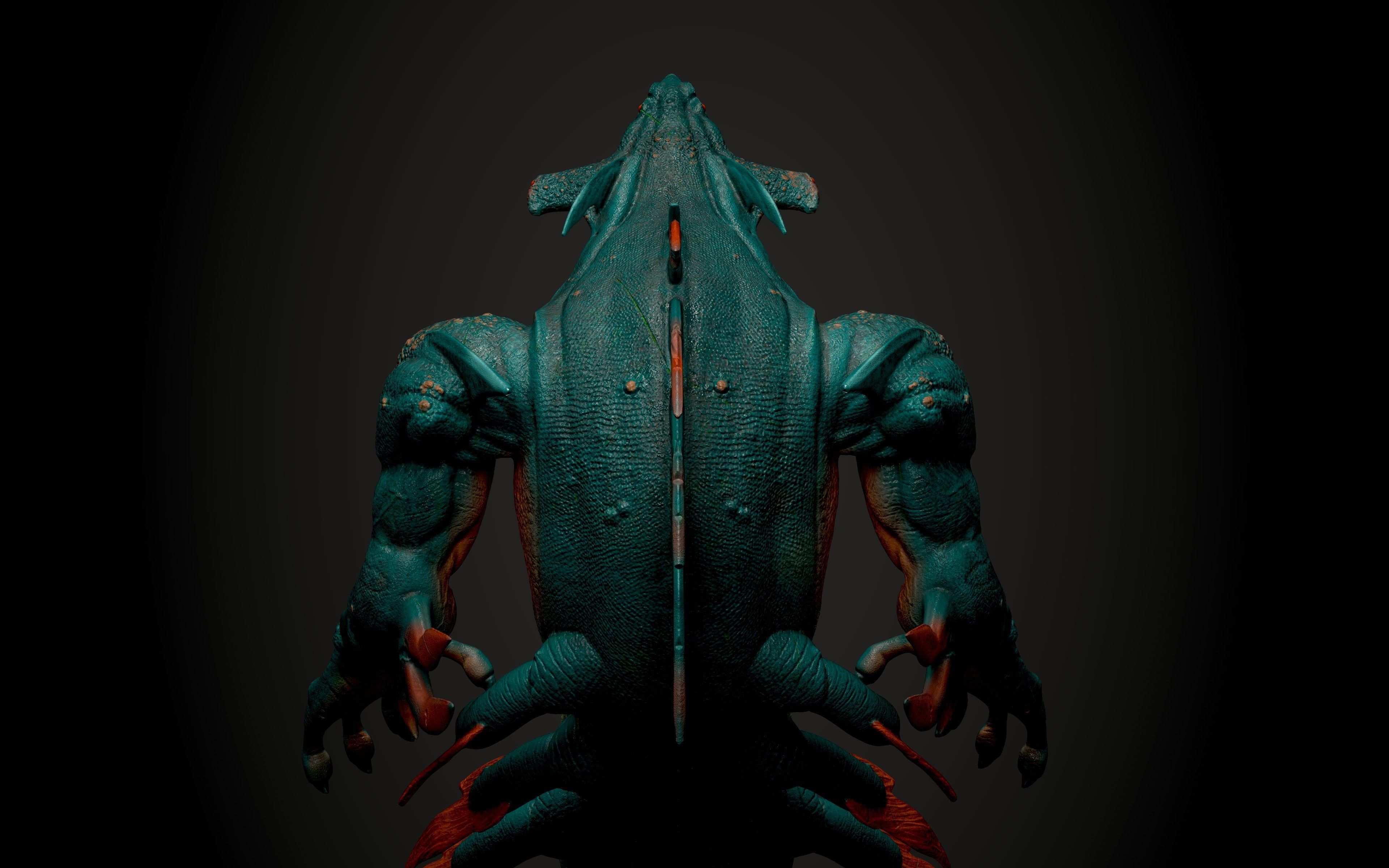 Sea monster game ready rigged creature Low-poly 3D model_10