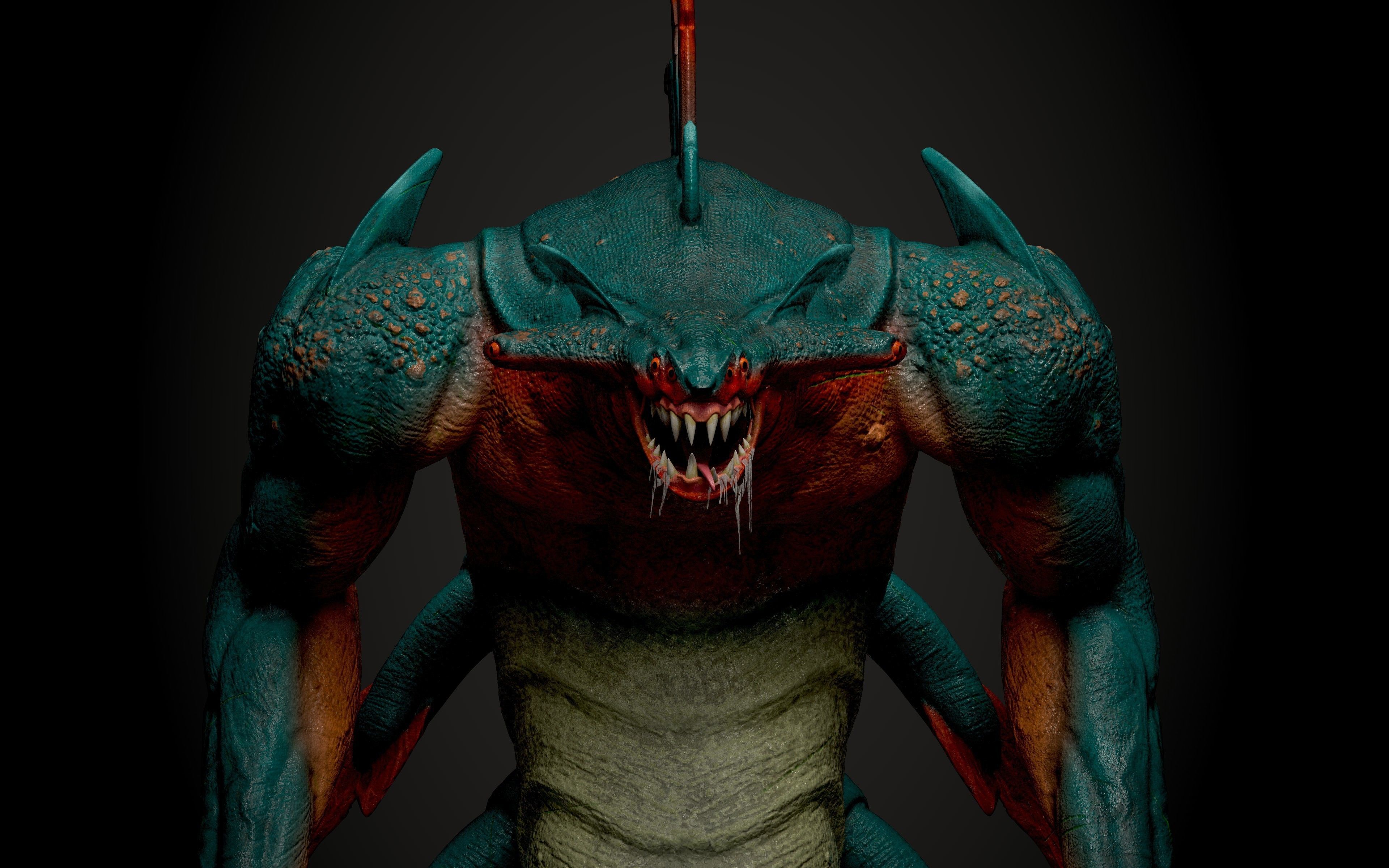 Sea monster game ready rigged creature Low-poly 3D model_7