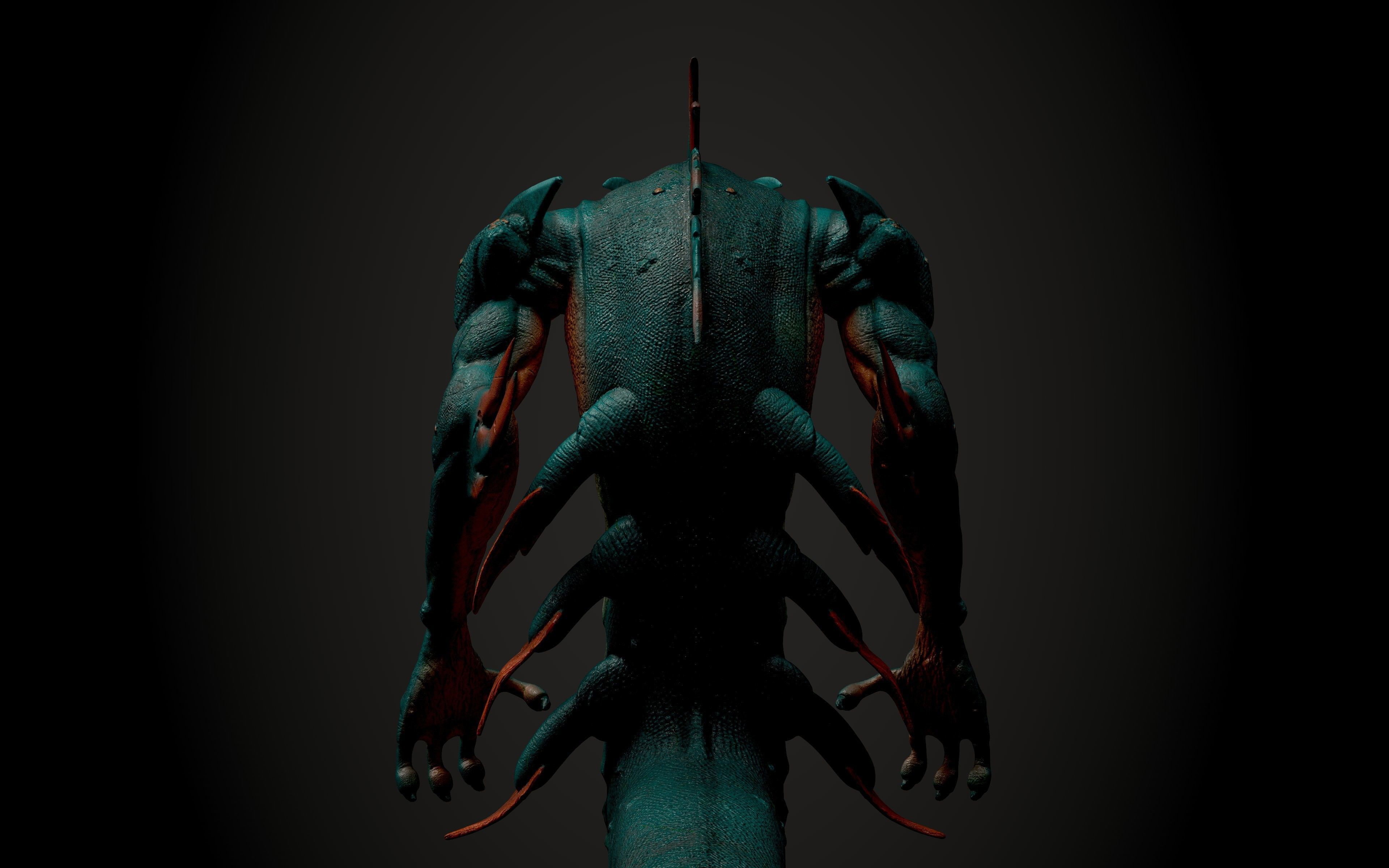 Sea monster game ready rigged creature Low-poly 3D model_9