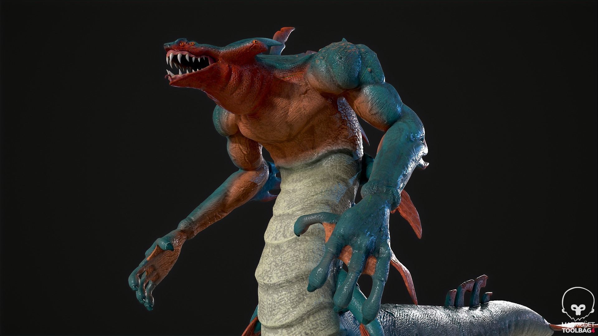 Sea monster game ready rigged creature Low-poly 3D model_5