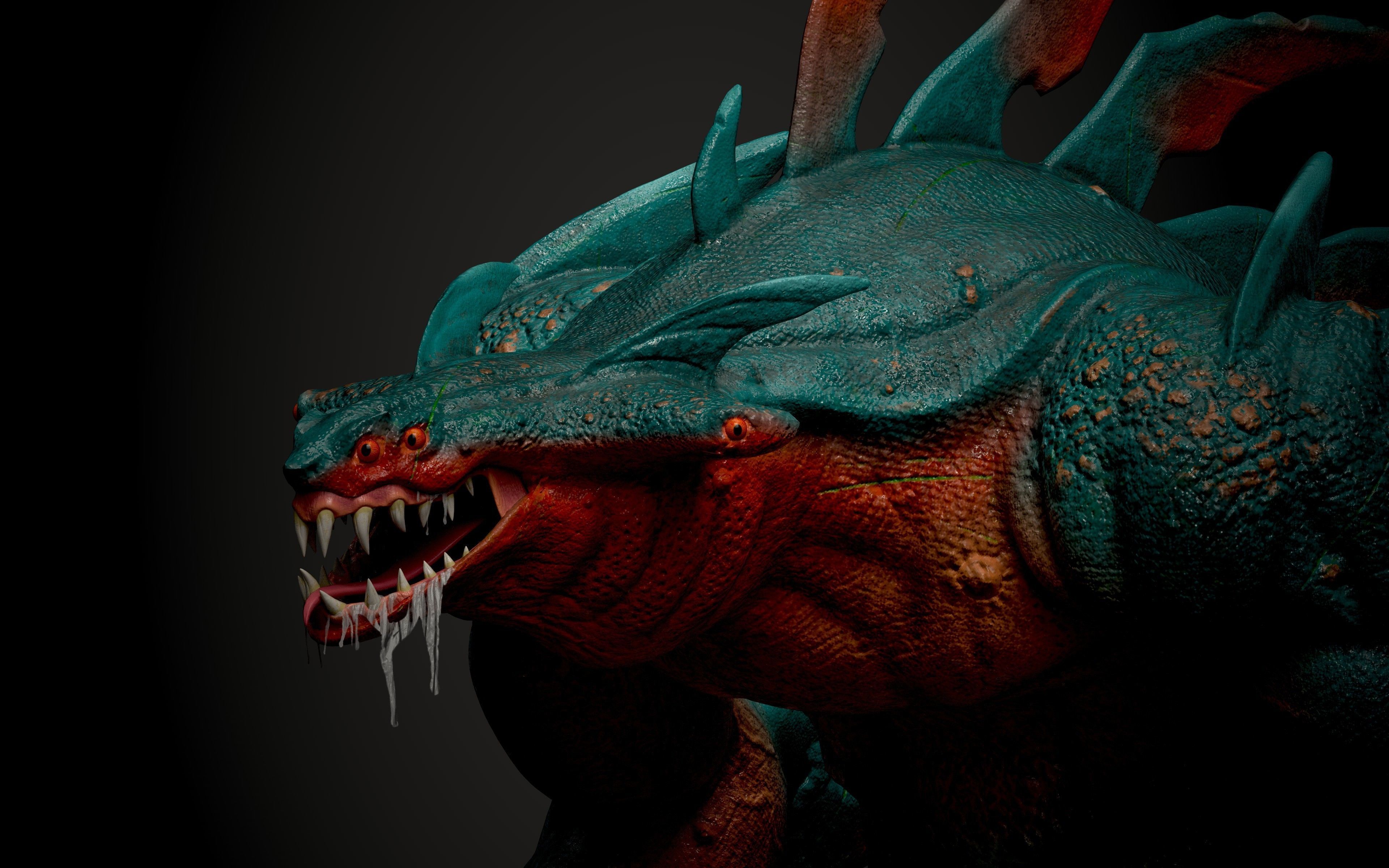 Sea monster game ready rigged creature Low-poly 3D model_11