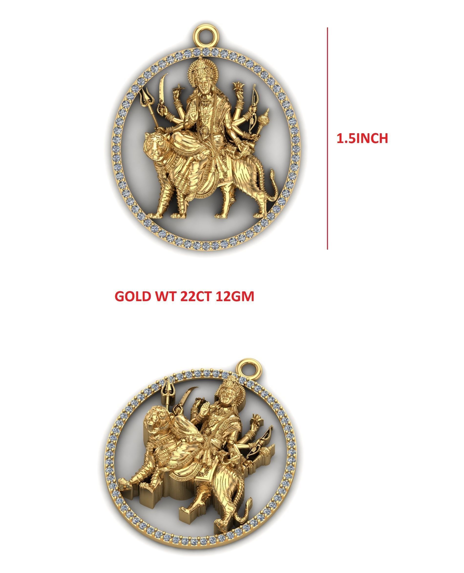 Durga Pendant 3D print model_1