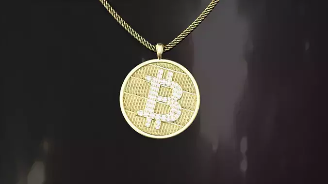 Bitcoin Pendant 25mm with diamond Half Carat