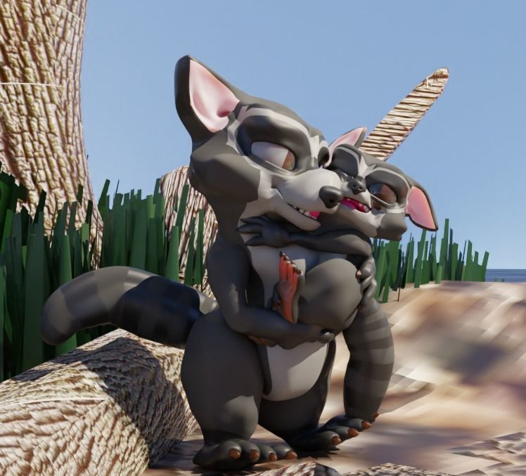 RaccoonToon and Child 3D model_1