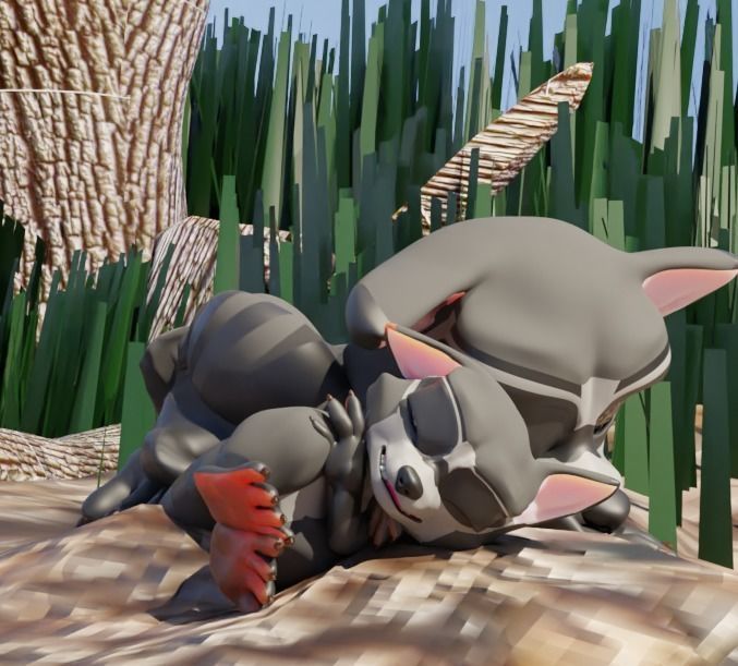 RaccoonToon and Child 3D model_4