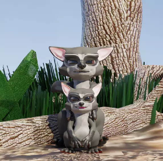 RaccoonToon and Child 3D model_0