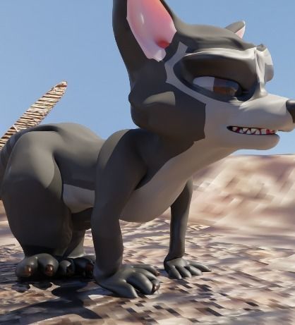 RaccoonToon and Child 3D model_3