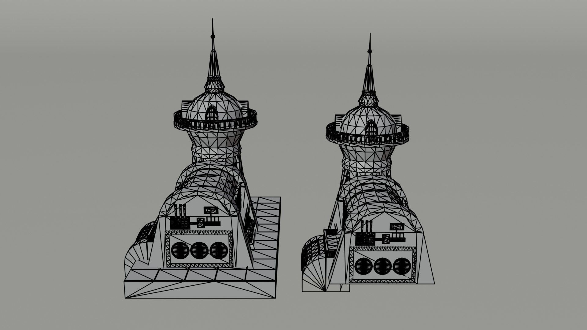 Cartoon Futuramma Planet express Polygonal Style Low-poly 3D model_7