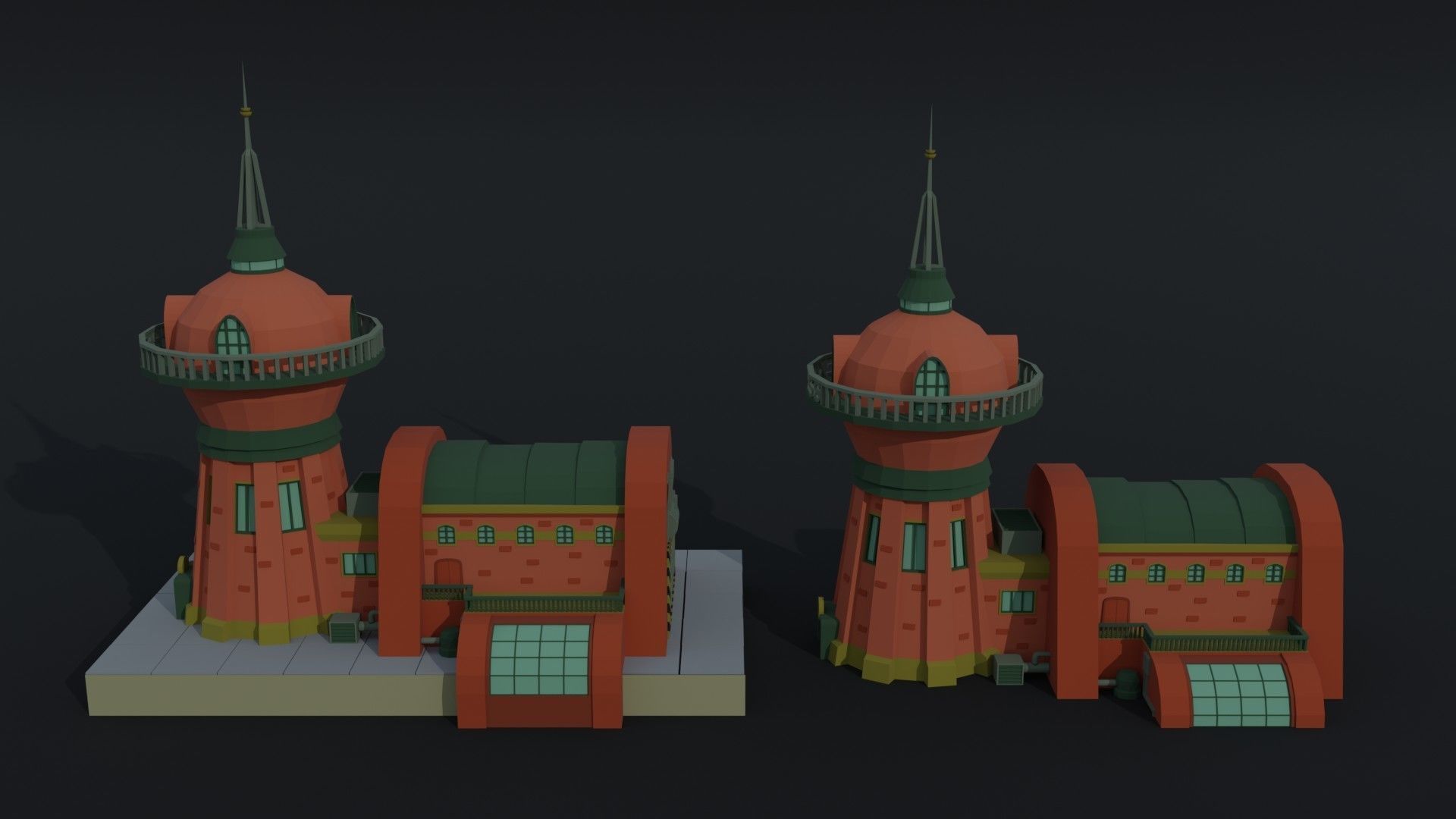 Cartoon Futuramma Planet express Polygonal Style Low-poly 3D model_3