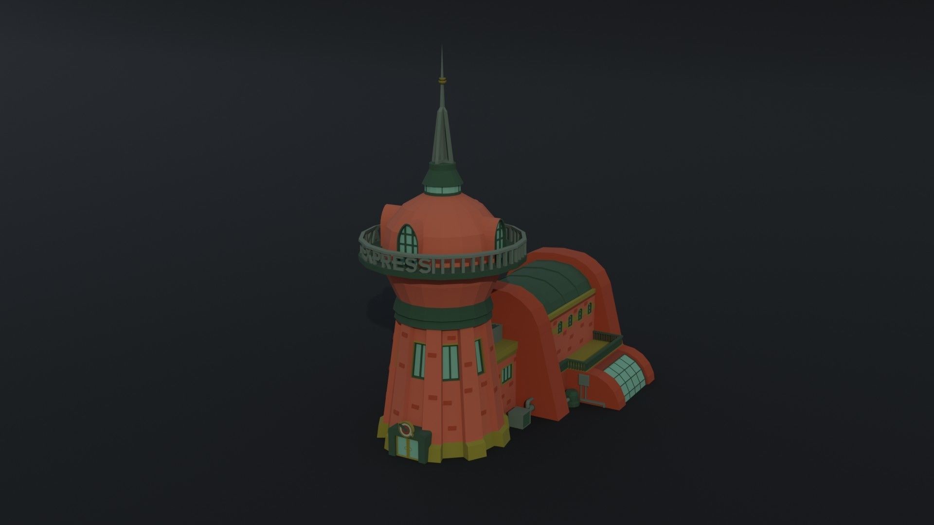Cartoon Futuramma Planet express Polygonal Style Low-poly 3D model_1