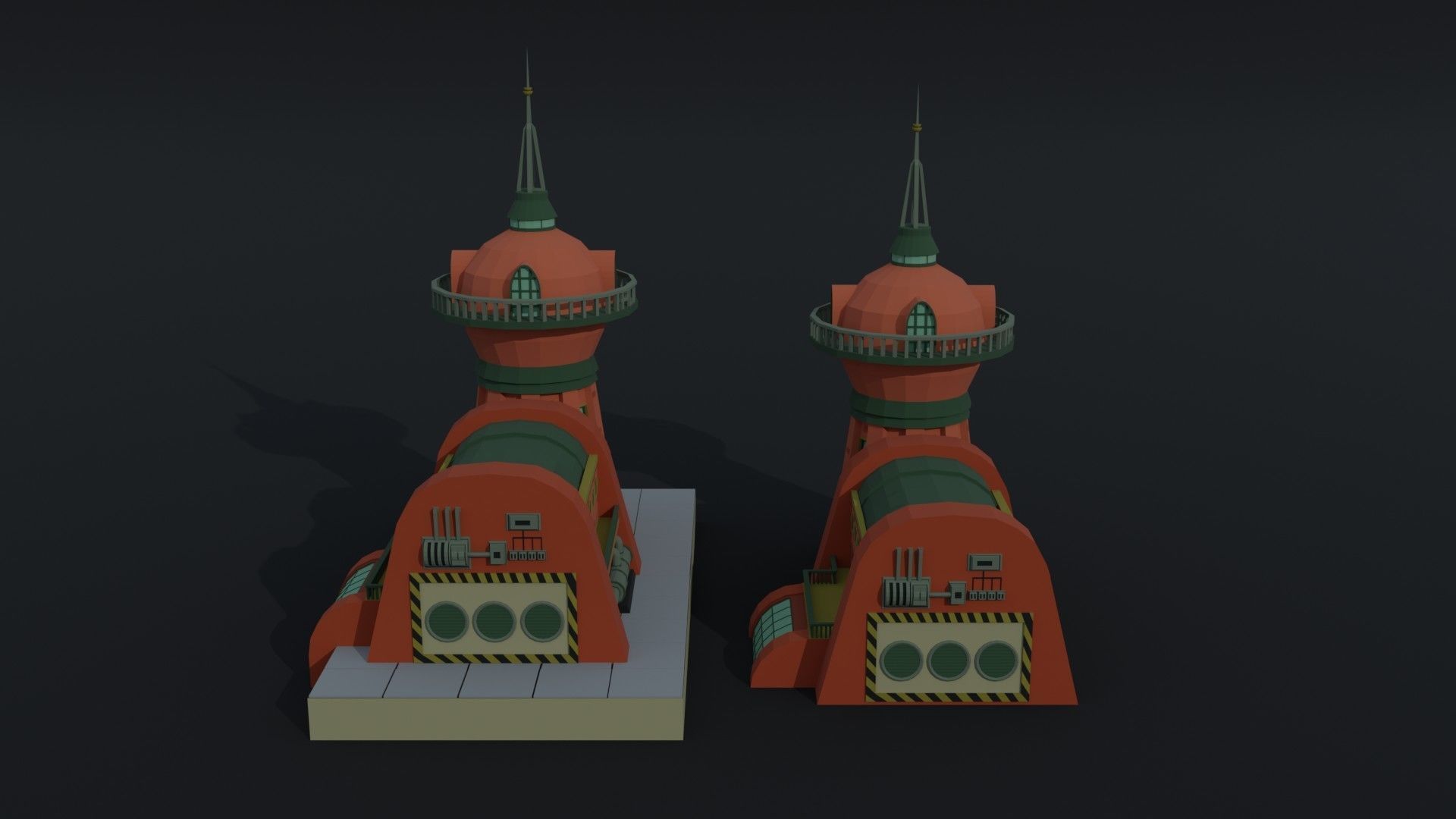 Cartoon Futuramma Planet express Polygonal Style Low-poly 3D model_4